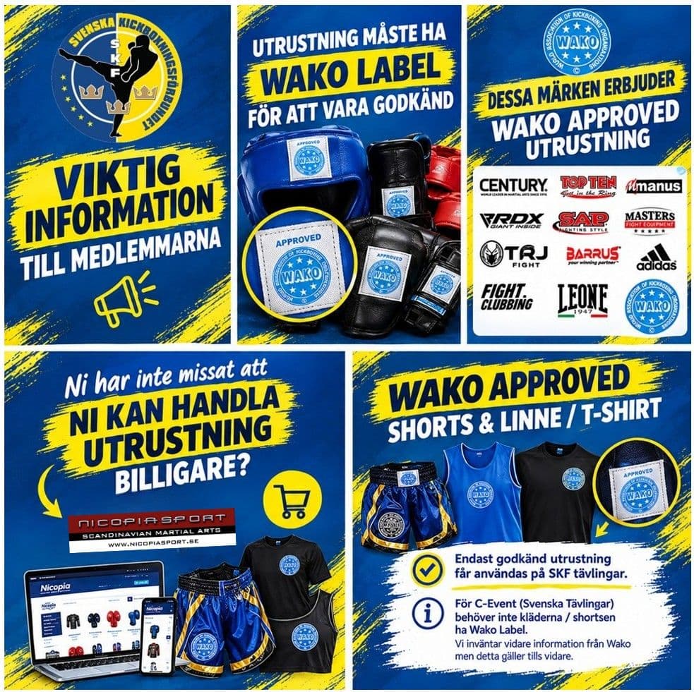 Viktig information om WAKO-märkning av tävlingskläder